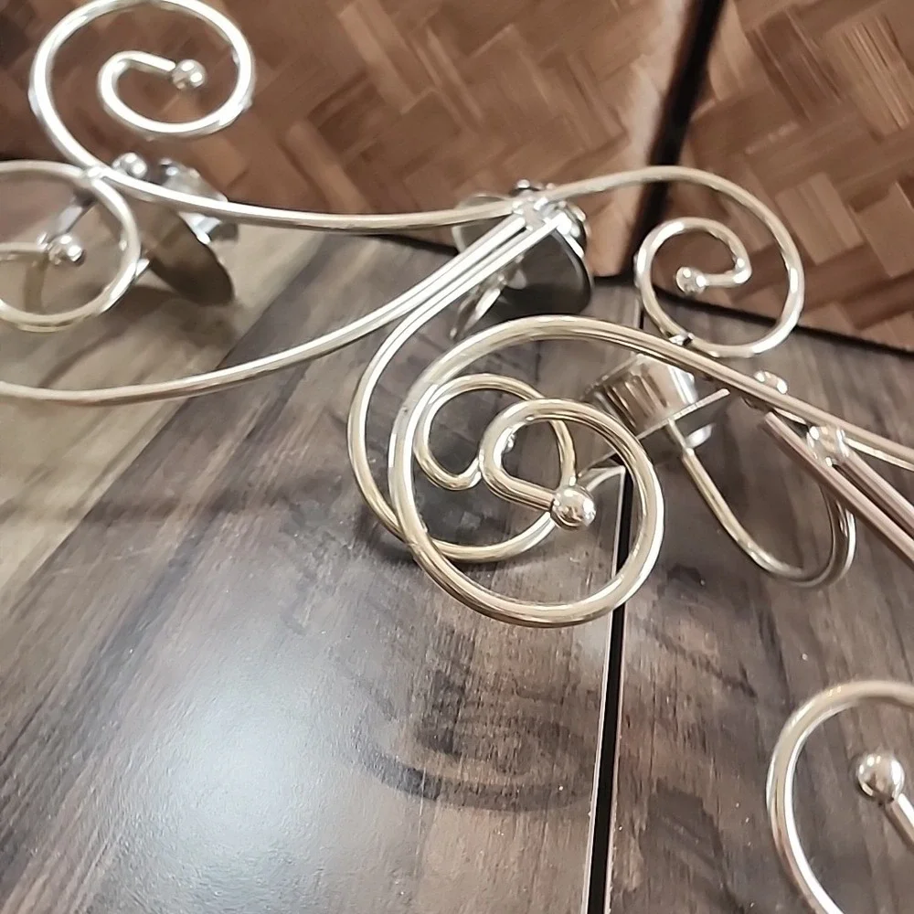 Set of 2‎ Home Interior Brass Double Candle Holders Swirl Design Homco 8.5
